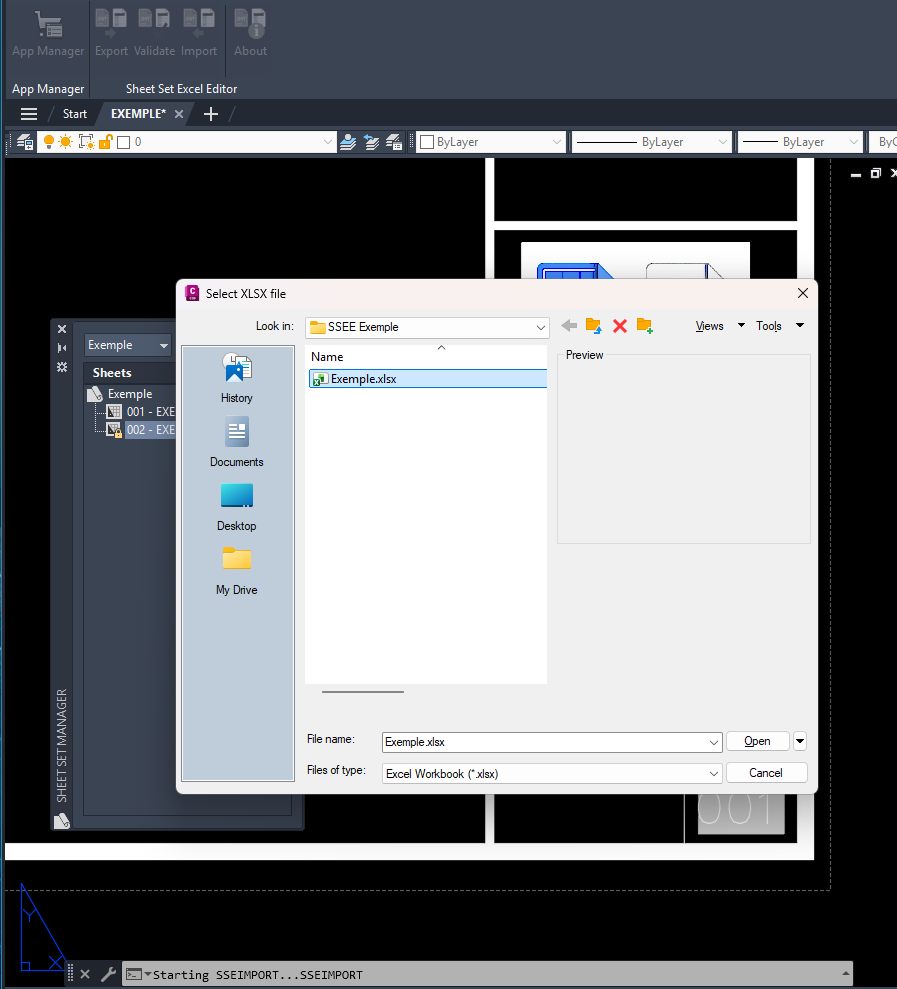 Select XLSX file for import